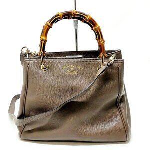 Gucci Hand Bag Bamboo Brown Leather mon-472-091025